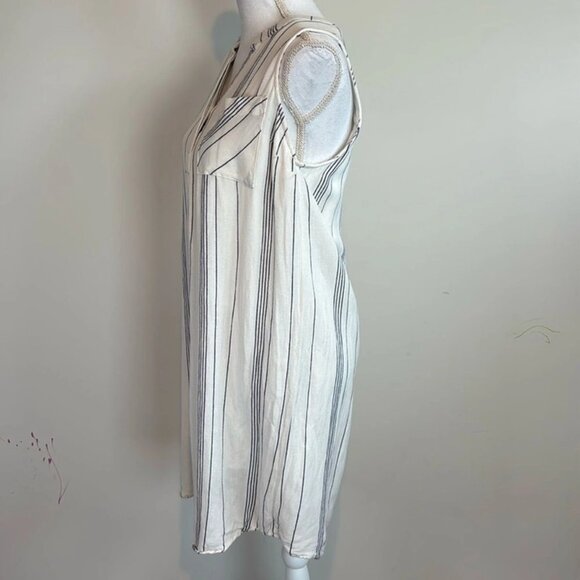 Thread & Supply (Anthropologie) Striped Shirt Dress V-Neck Pocket size M - Picture 4 of 9
